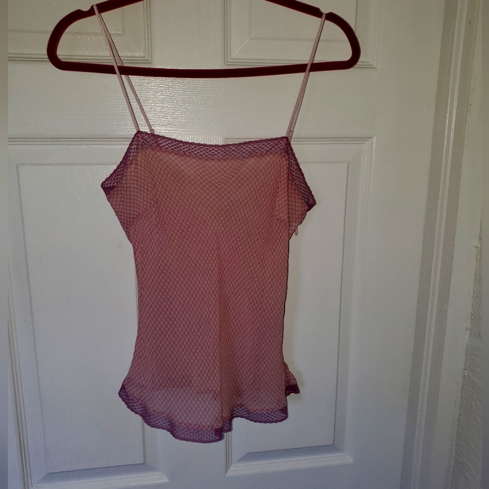 GAP Pink Mesh Camisole with Purple Trim